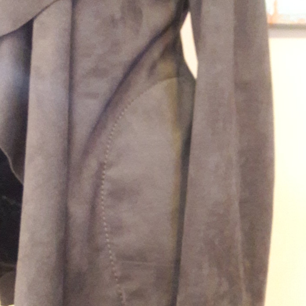 Sophie Max/Brown /Faux Suede/ Draped Front Jacket - Picture 4 of 8